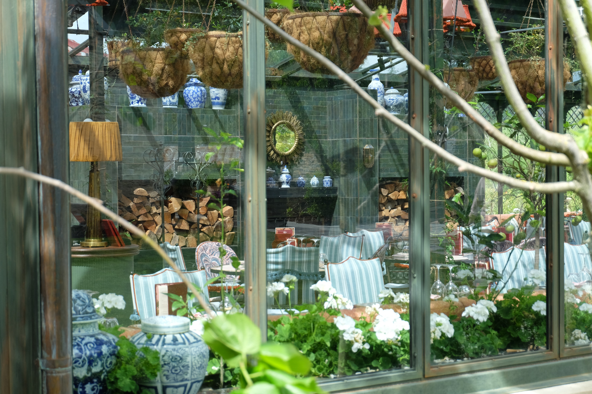 Billys glasshouse dining looking in